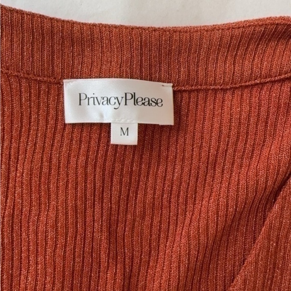 Privacy‎ Please Nadia Rust Metallic Shimmer Button Down Cardigan Size Medium - Picture 4 of 12